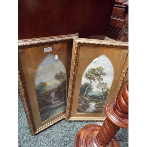 411 - A pair of Victorian oils on board mountain and river scenes signed B. Dalton set in gilt frames