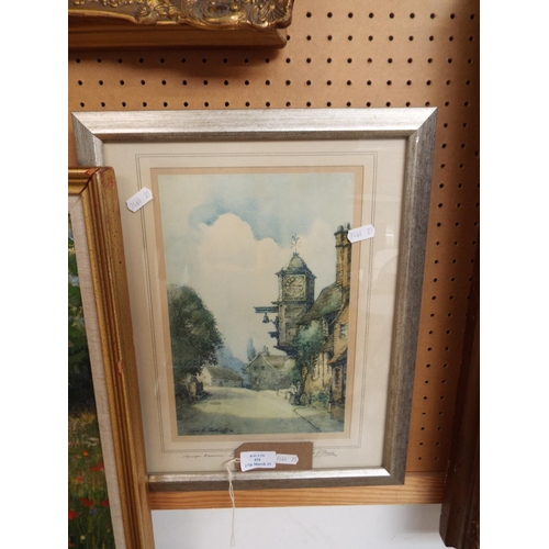 434 - A mounted framed and glazed Geo H Downing picture depicting Abinger Hammer, Surrey