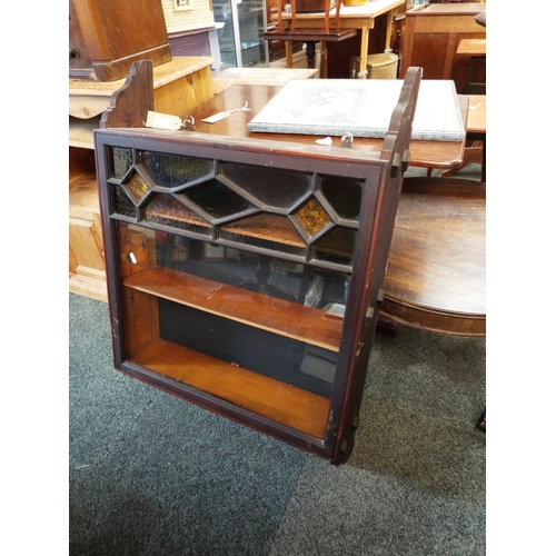 602 - A vintage mahogany and glass hanging display cabinet