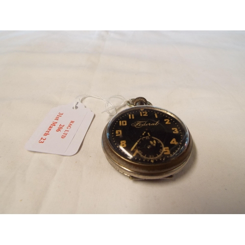 206 - A Federal military pocket watch having Arabic numerals