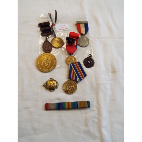 157 - A mixed selection of assorted medals and ribbons