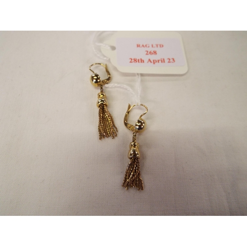 268 - A pair of 9ct gold tassel earrings