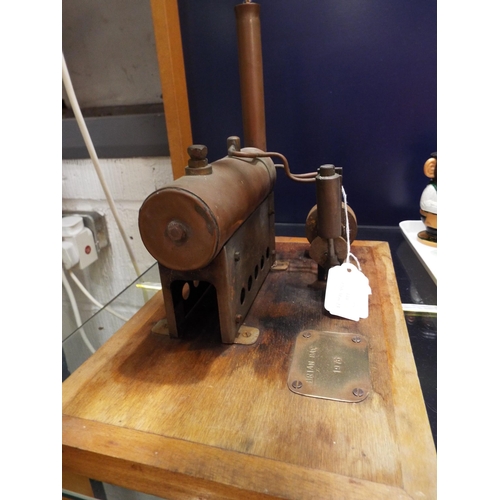 110 - A scratch built copper steam engine mounted on a wooden base