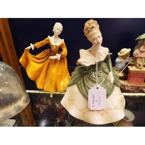 13 - Two Royal Doulton figurines 'Kirsty' HN 2381 and 'Soiree' HN 2312