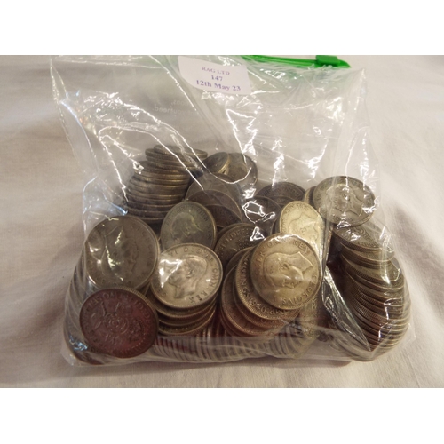 147 - A large selection of pre 1946 two shilling coins 56oz