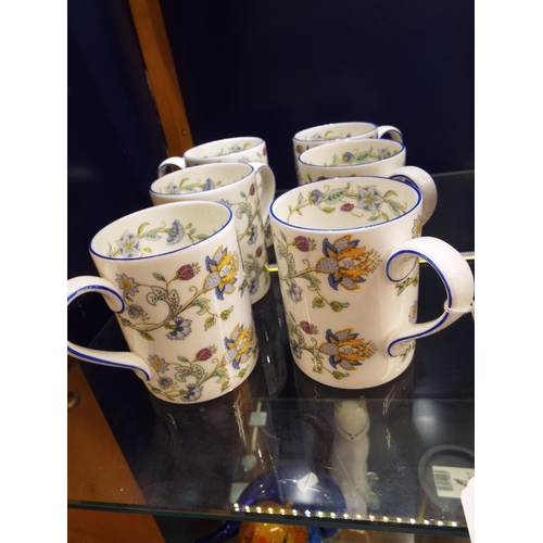 34 - Six Minton Haddenhall blue mugs