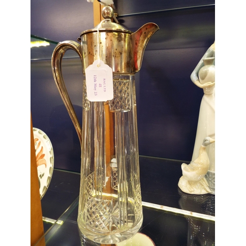 48 - A silver-plated and cut glass claret jug