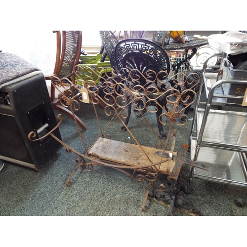 615 - Three vintage iron garden planter stands