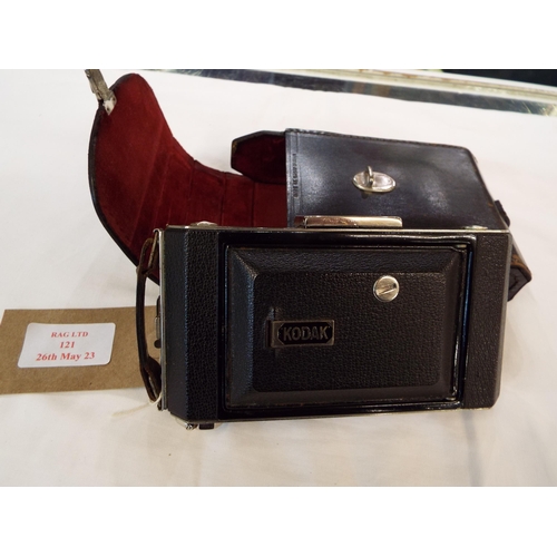 121 - A vintage Kodak camera in leather case