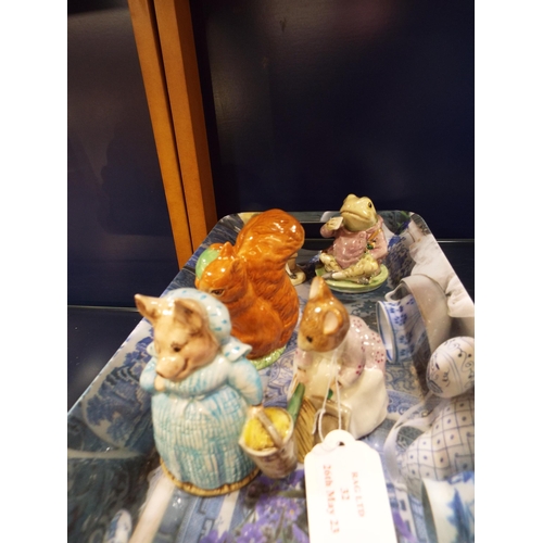 32 - Five Royal Albert Beatrix Potter figures Squirrel Nutkin, Hunca Munca Sweeping, Aunt Pettitoes, Jere... 