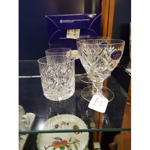 52 - Two boxed Royal Doulton Finest Crystal tumblers together with two similar boxed goblets