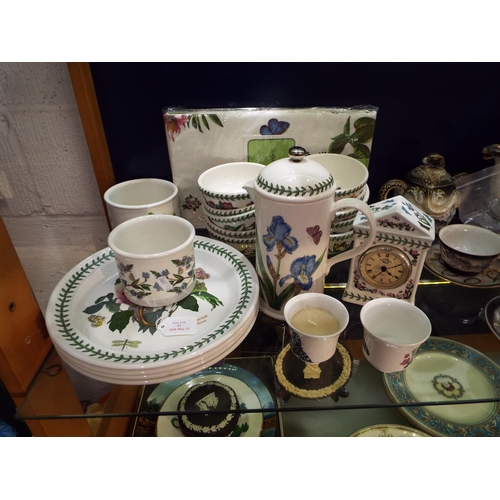 63 - A mixed selection of Portmeirion 'Botanical Garden' china to include plates, bowls, cafetiere, clock... 