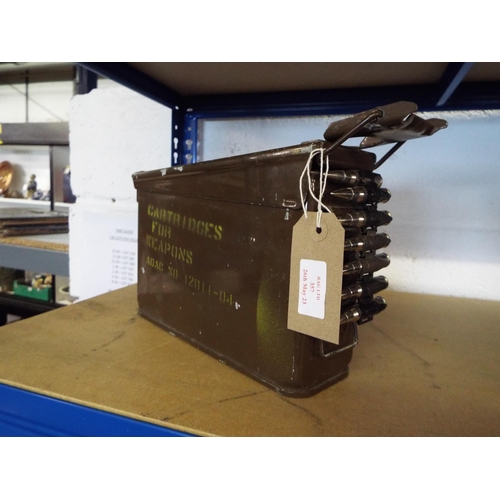 357 - A WWII cartridge box and a partial ammunition belt