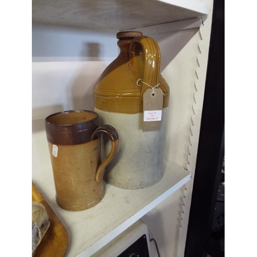 374 - A Doulton of Lambeth stone-ware flagon and a stone-ware mug