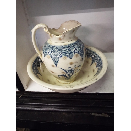 379 - A Victorian wash bowl and jug orchid pattern