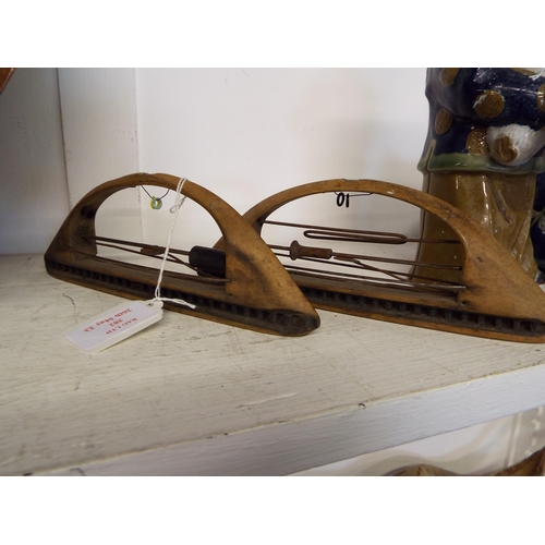 382 - Two vintage weaving wooden shuttles