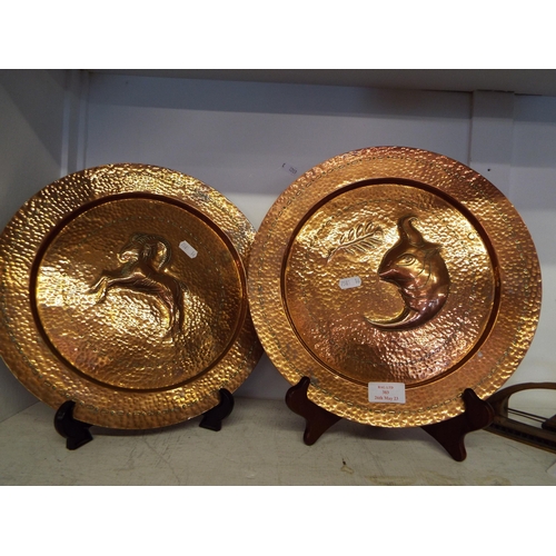 383 - Two vintage Arts and Crafts beaten copper-ware plaques