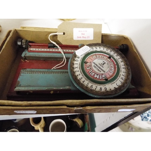 384 - A vintage Simplex tinplate typewriter