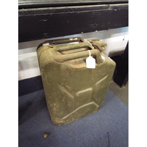 392 - A 1945 military green painted jerry can