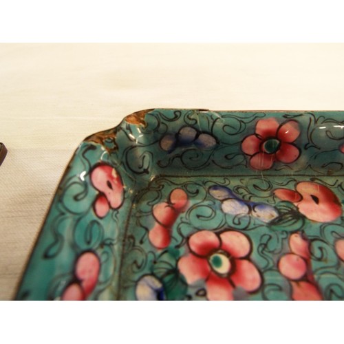 67 - A Chinese cloisonné box and pin dish, two ginger jars, shallow bowl, rice cup and vase