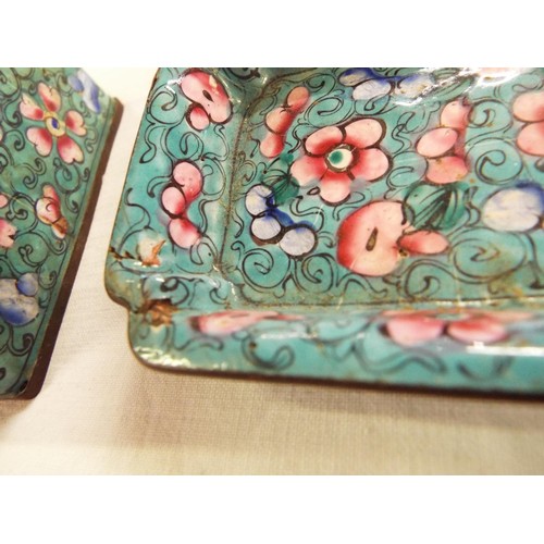 67 - A Chinese cloisonné box and pin dish, two ginger jars, shallow bowl, rice cup and vase