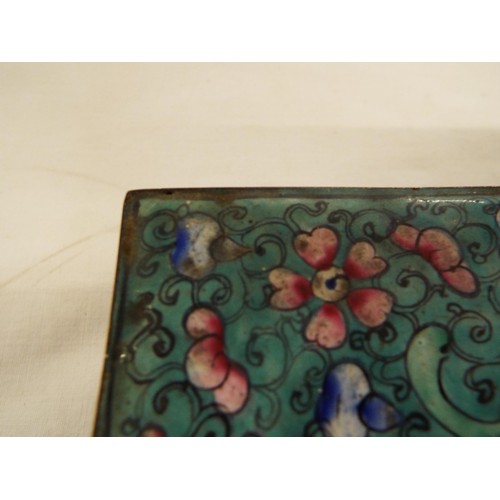 67 - A Chinese cloisonné box and pin dish, two ginger jars, shallow bowl, rice cup and vase