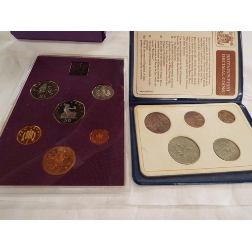 185 - A pack of Royal Mint GB and Northern Ireland coinage 1980 and Britain's first decimal coins