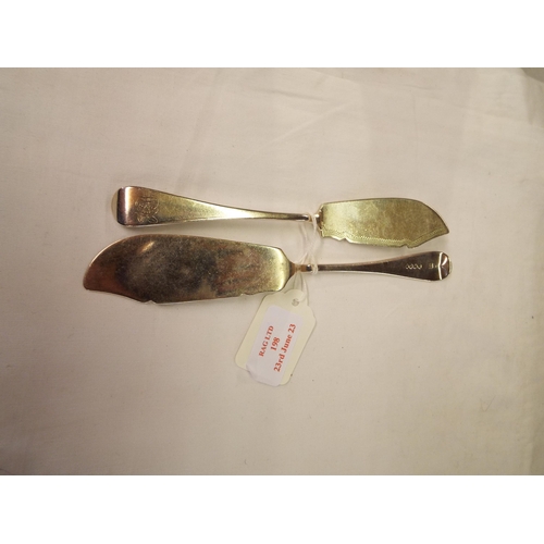 198 - Two London 1885-1883 silver butter spreaders