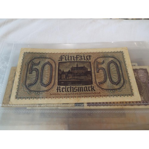 138 - A selection of Wartime banknotes in 8 sleeves Nazi Issue for occupied countries to include Poland, G... 