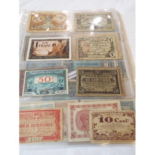 139 - A selection of WWII banknotes in 7 sleeves to include Hungary, Pengo, Russian, Red Army, French, Ger... 