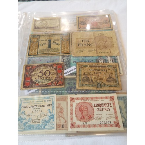 139 - A selection of WWII banknotes in 7 sleeves to include Hungary, Pengo, Russian, Red Army, French, Ger... 