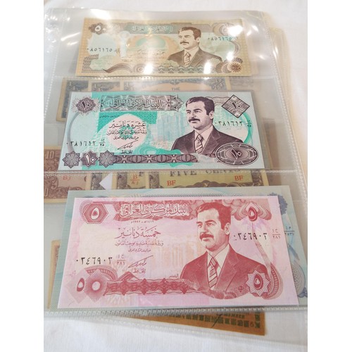 140 - A selection of military Wartime banknotes in 7 sleeves to include Gulf War, Libyan, Japanese, Philip... 