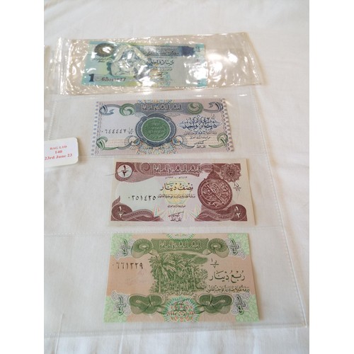 140 - A selection of military Wartime banknotes in 7 sleeves to include Gulf War, Libyan, Japanese, Philip... 