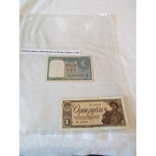 147 - A selection of Wartime banknotes in 7 sleeves to include Hungary, Lithuania, Japanese, Burma