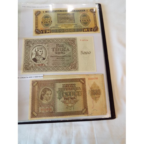 149 - An album of WWII banknotes to include Russian Civil war 1909 State Credit note, Alexander III Credit... 