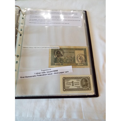 149 - An album of WWII banknotes to include Russian Civil war 1909 State Credit note, Alexander III Credit... 