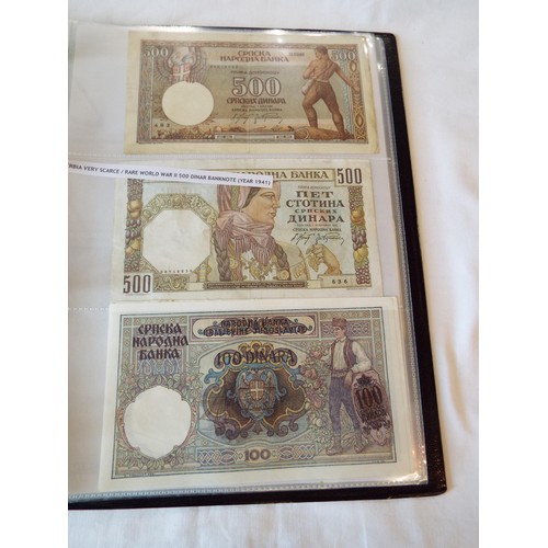 149 - An album of WWII banknotes to include Russian Civil war 1909 State Credit note, Alexander III Credit... 