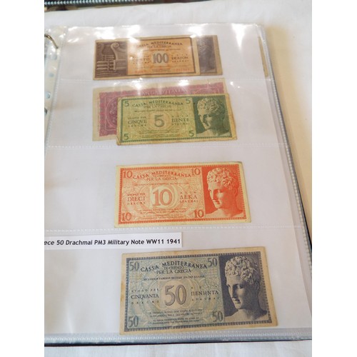 151 - An album of WWII banknotes and tokens to include rare Belgium example, Belgium government in exile n... 