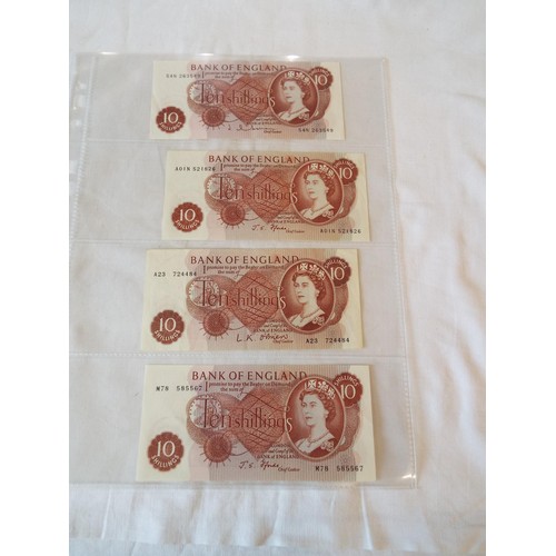 154 - Two sleeves of Bank of England 10 shilling notes