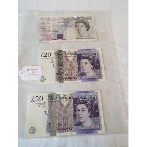 156 - Two sleeves of Bank of England £20 notes