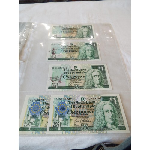 157 - Seven sleeves of Guernsey, Isle of Man bank and Scottish notes