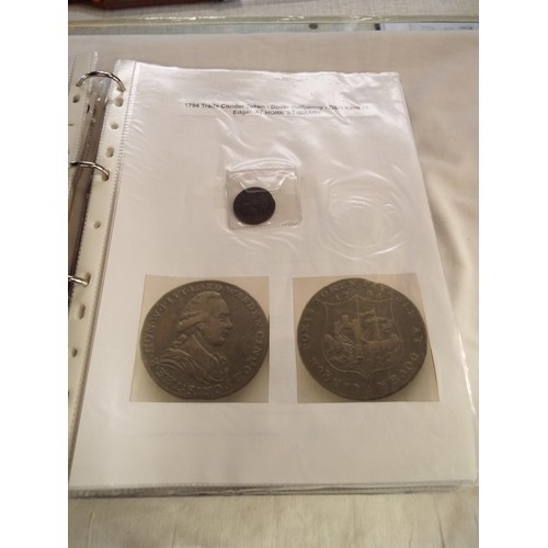 168 - An album containing tokens, half penny tokens from 1700's to 1800 all with paperwork to include Port... 