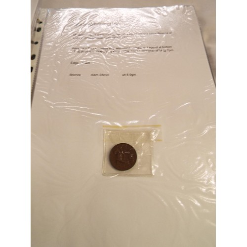 168 - An album containing tokens, half penny tokens from 1700's to 1800 all with paperwork to include Port... 