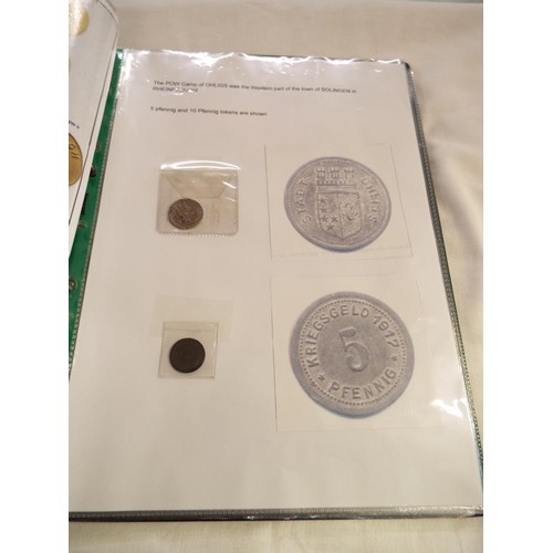 168 - An album containing tokens, half penny tokens from 1700's to 1800 all with paperwork to include Port... 