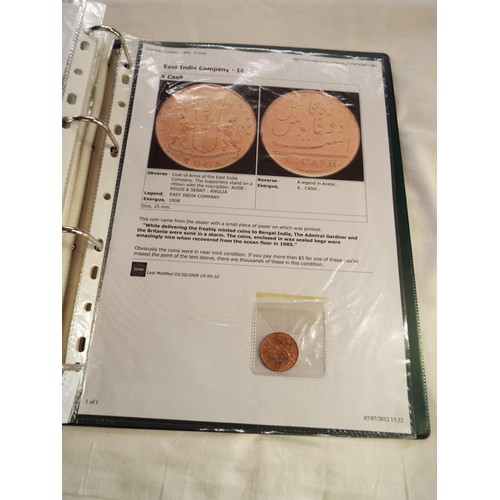 168 - An album containing tokens, half penny tokens from 1700's to 1800 all with paperwork to include Port... 