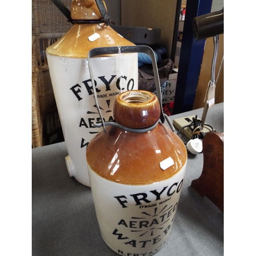 291 - One large and one small 'Fryco Aerated Waters' stone-ware flagon