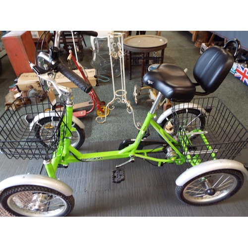 536 - A Mission Ground 4orce four wheel pedal cycle with self centring steering in lime green colourway, a... 