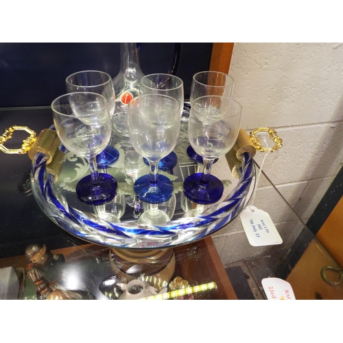 102 - A Bristol blue coloured lemonade set and tray