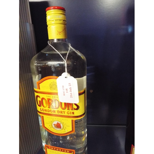 118 - A litre bottle of Gordons London Gin