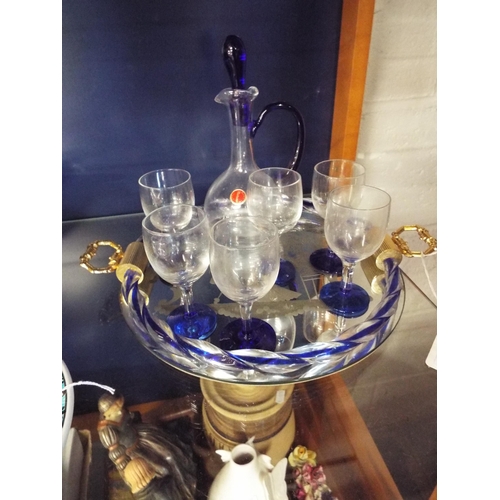 127 - A Bristol blue coloured lemonade set and tray